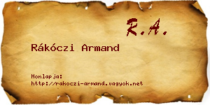 Rákóczi Armand névjegykártya